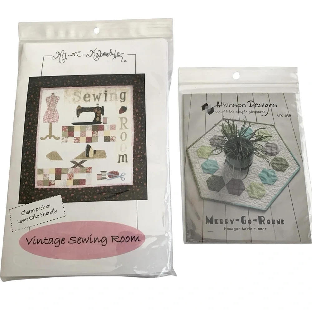 Sewing Room Quilt Pattern & Merry-Go-Round Table Runner Pattern Lot of 2 NWT